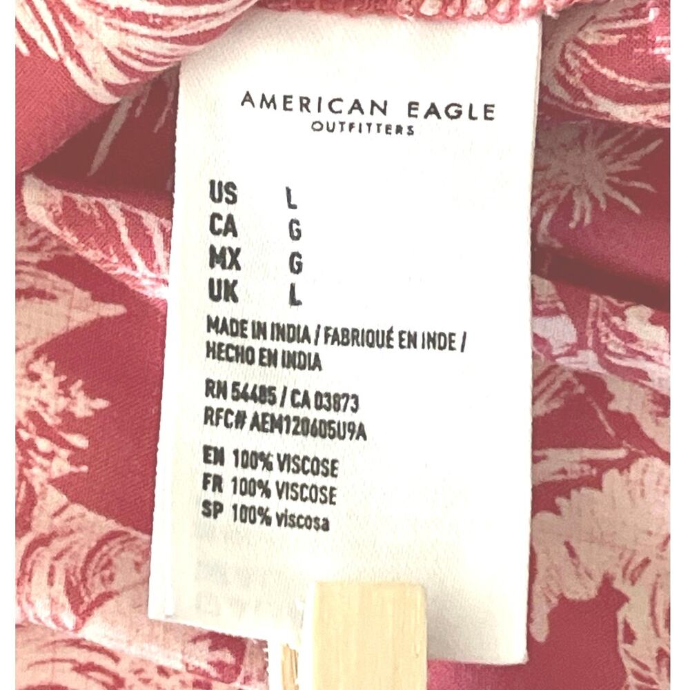 American Eagle Cropped Hawaiian Shirt Womens Size L Casual Coquette Tropical - Picture 12 of 14